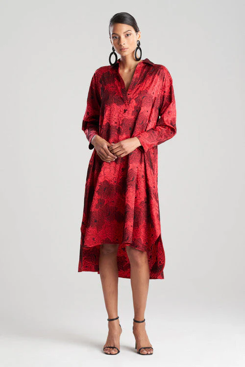 All Over Embroidered Silk Charm Oversized Shirtdress - Image 10