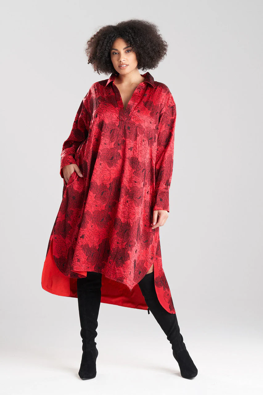 All Over Embroidered Silk Charm Oversized Shirtdress - Image 6