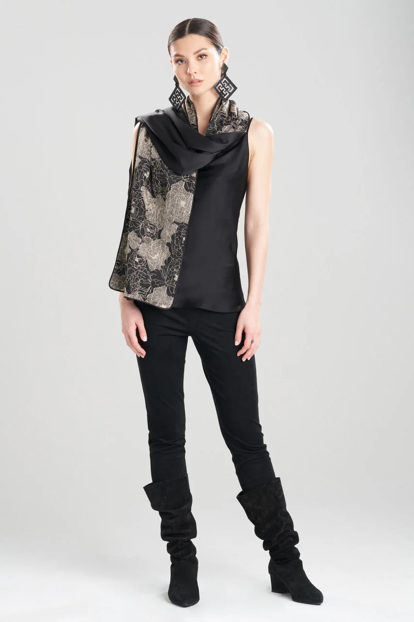 All Over Embroidered Silk Charm Scarf - Image 3