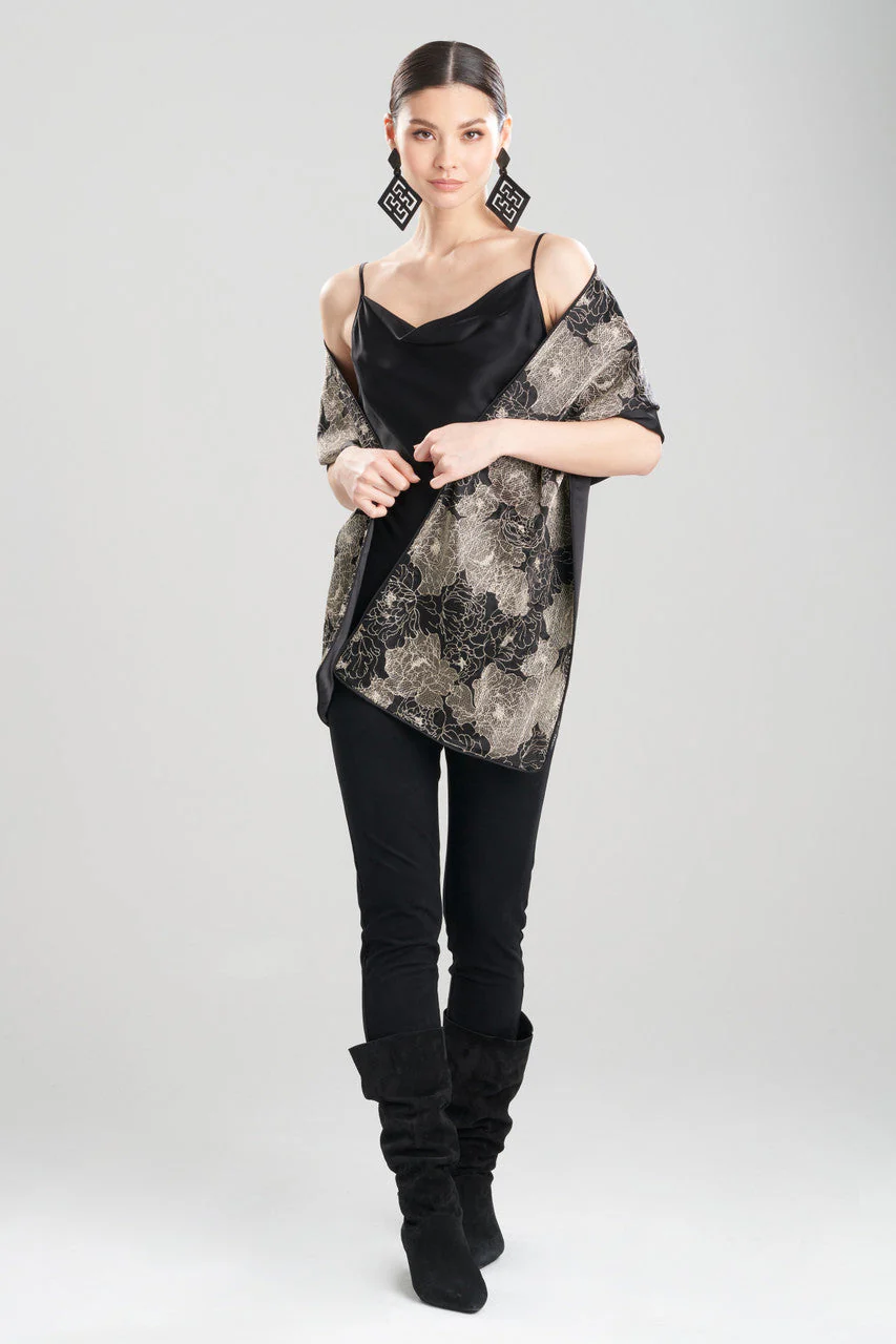 All Over Embroidered Silk Charm Scarf - Image 4