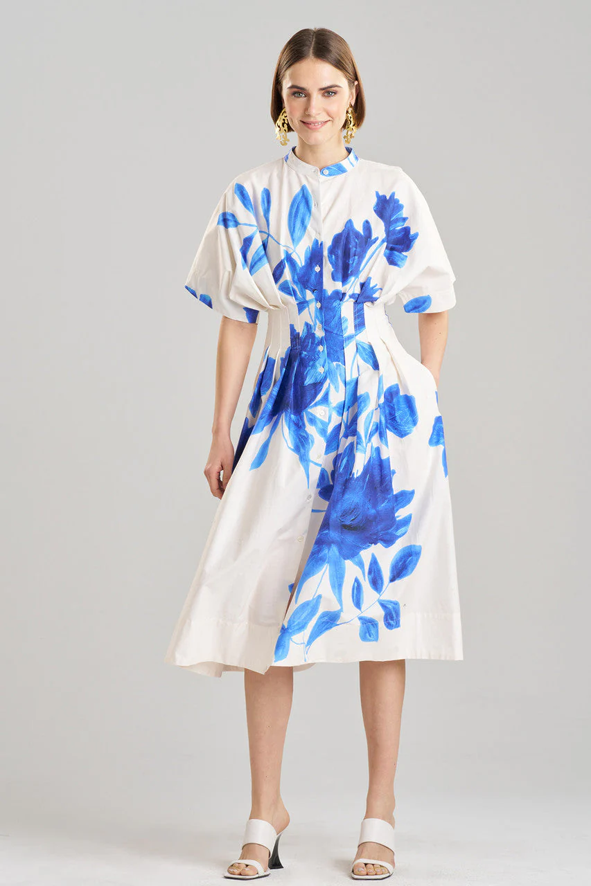 Andora Printed Cotton Poplin Pleated Dress - Image 2