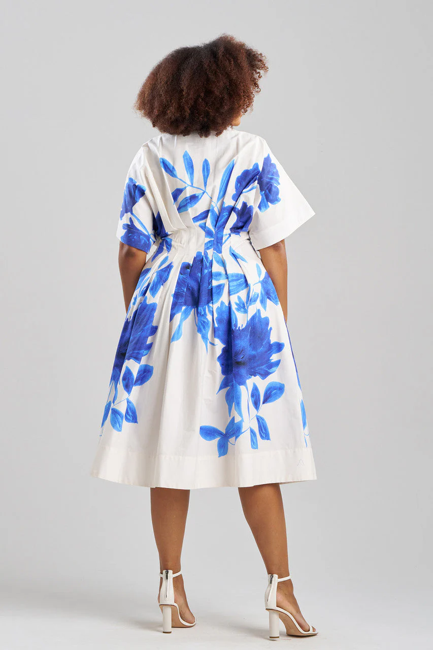 Andora Printed Cotton Poplin Pleated Dress - Image 5