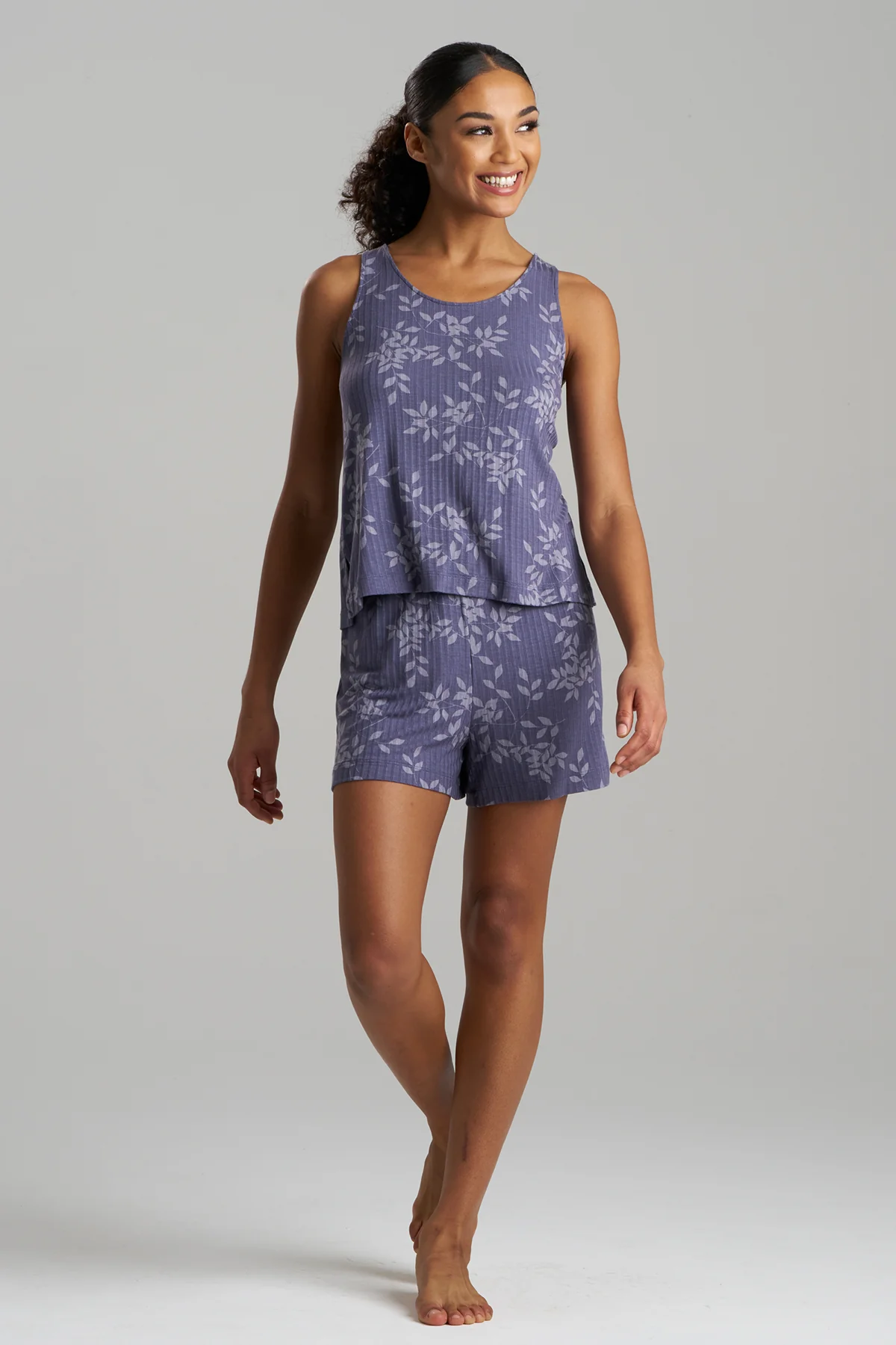 Aria Printed Rib Ease Shorts PJ