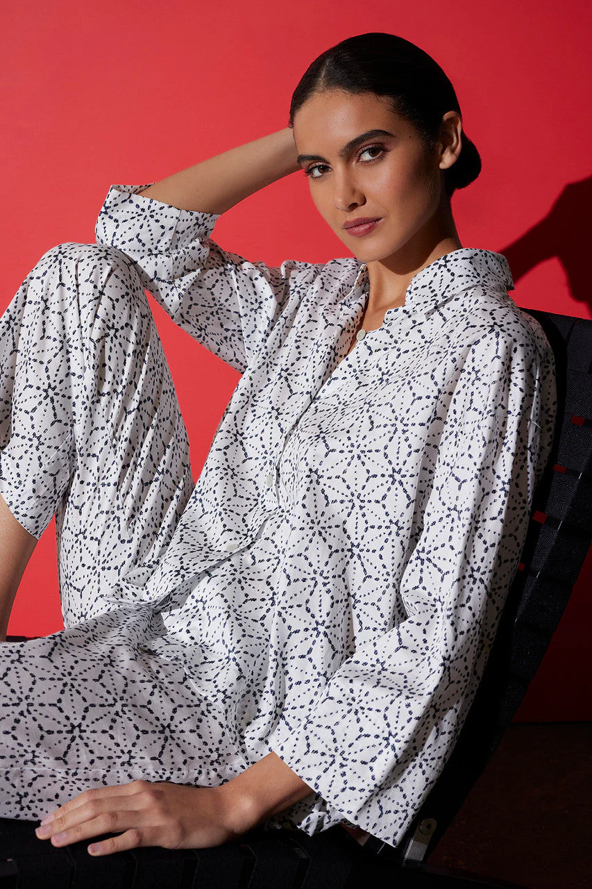 Asagao-Printed Cotton Sateen PJ - Image 2