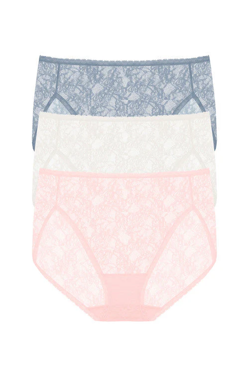 Bliss Allure One-Size Lace French Cut Brief 3-Pack