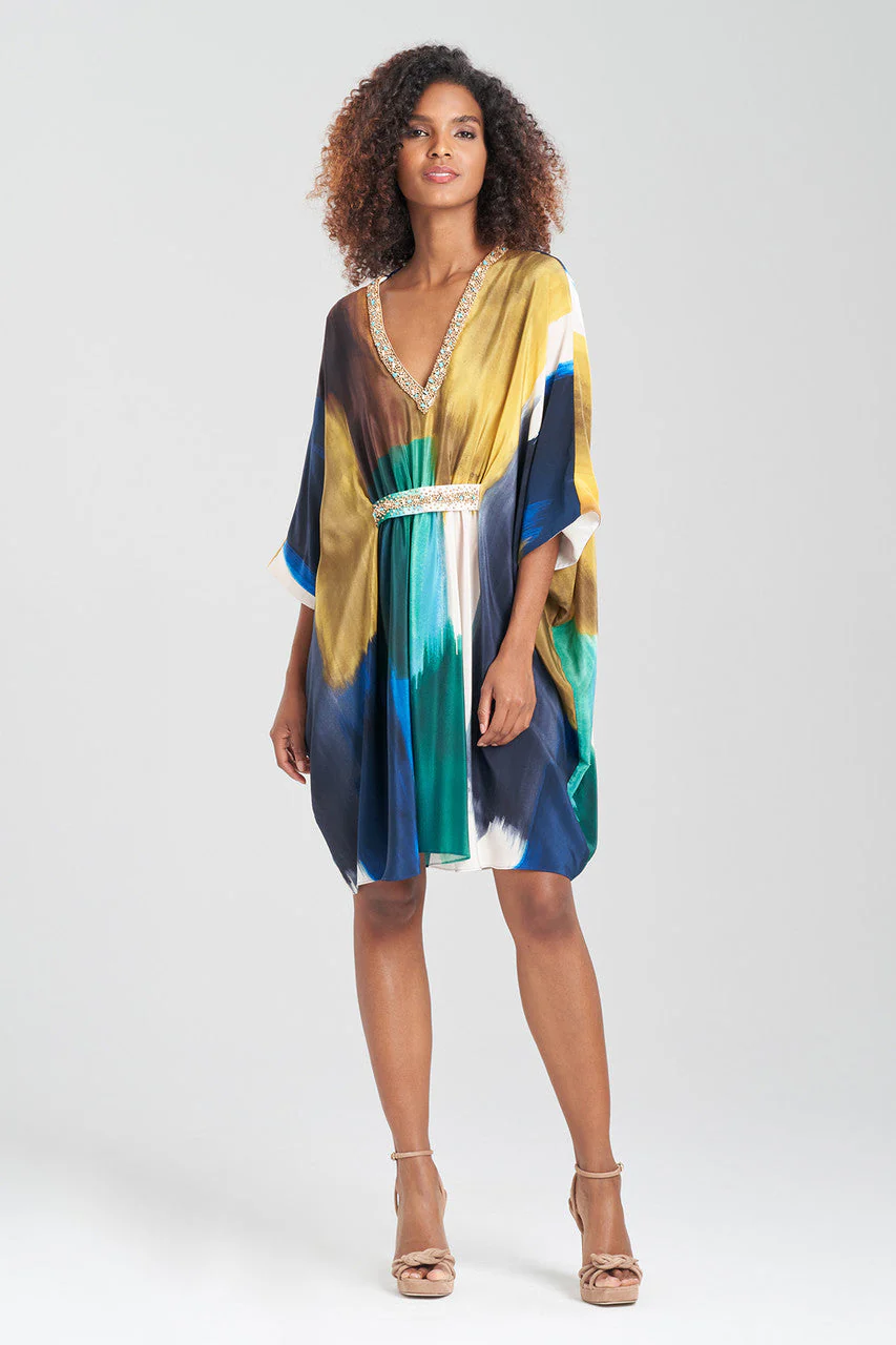 Bohol Embellished Short Silk Caftan