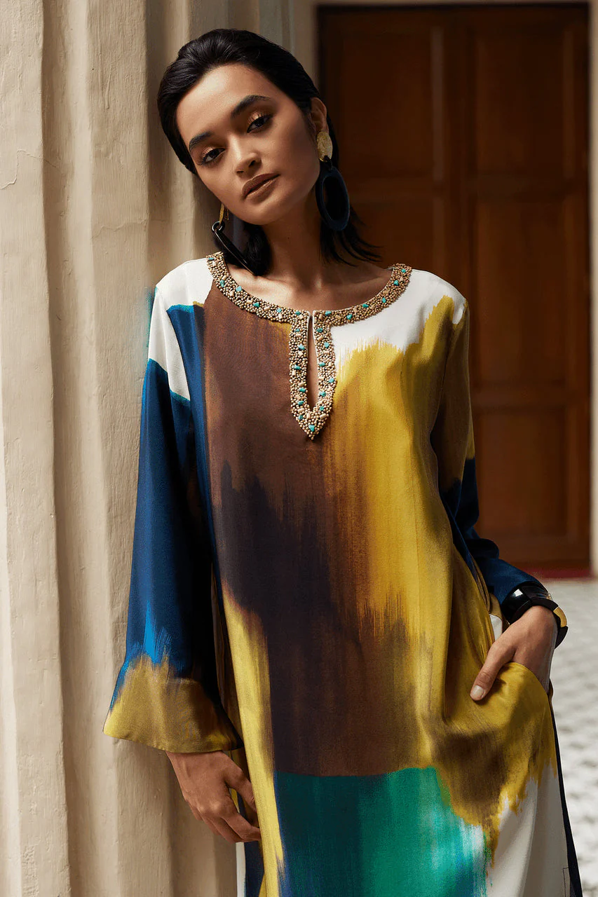 Bohol Embellished Silk Caftan - Image 4