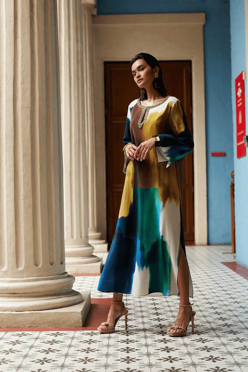 Bohol Embellished Silk Caftan - Image 5
