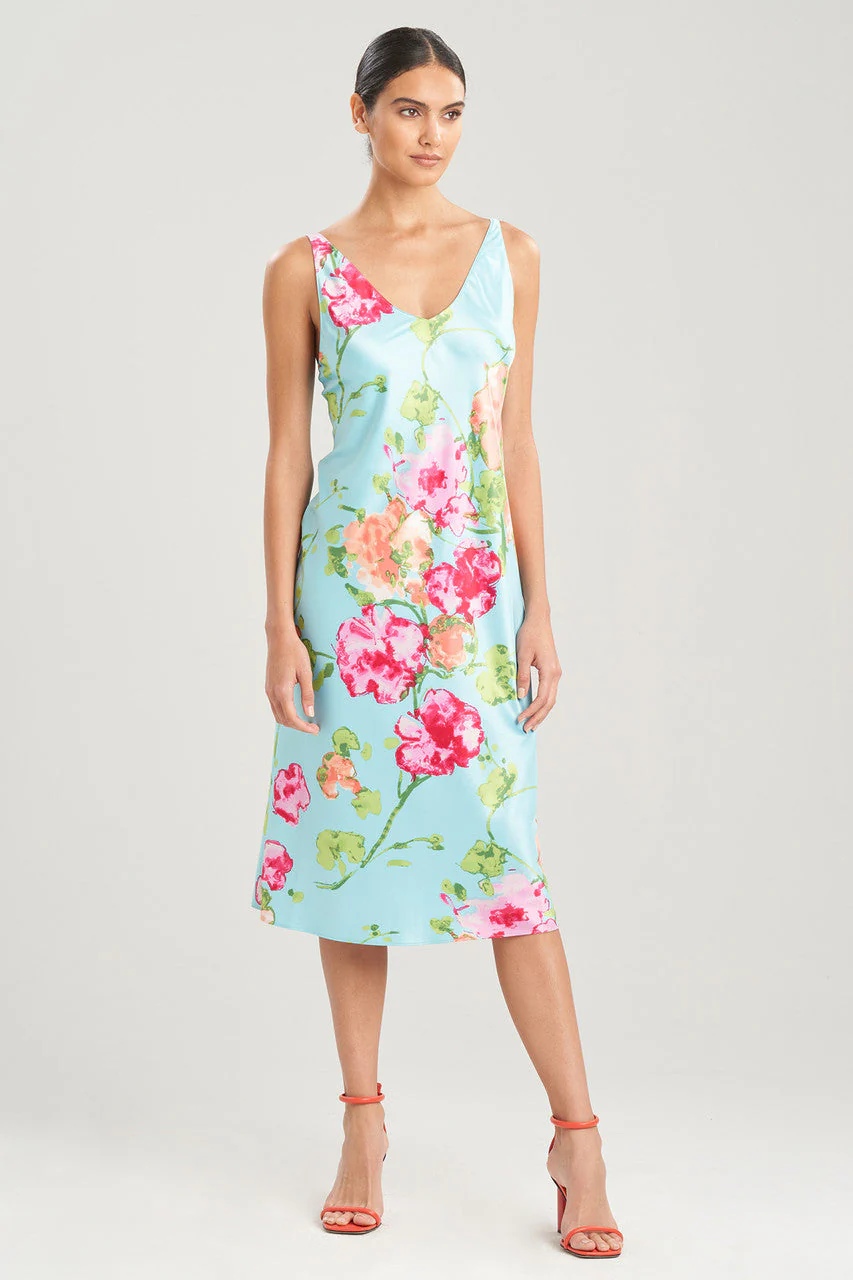 Bouquet-Printed Matte Satin Gown - Image 3