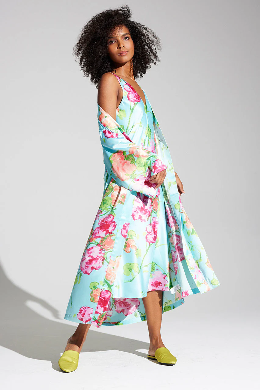 Bouquet-Printed Matte Satin Gown - Image 4