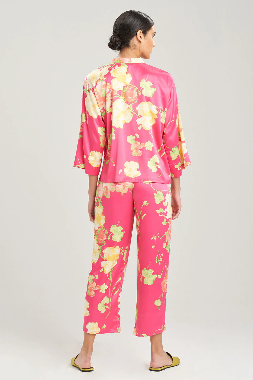 Bouquet-Printed Matte Satin Mandarin PJ - Image 3