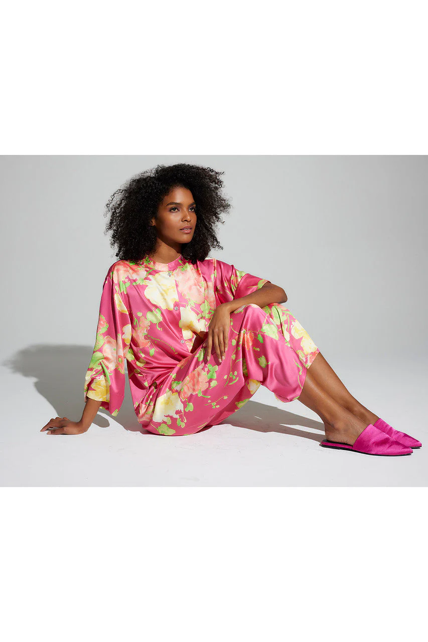 Bouquet-Printed Matte Satin PJ - Image 6