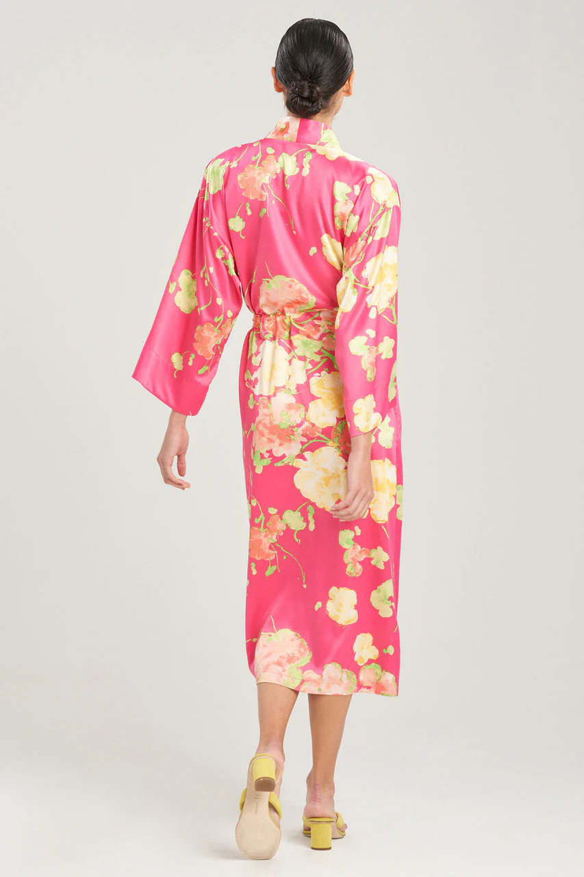 Bouquet-Printed Matte Satin Robe - Image 4