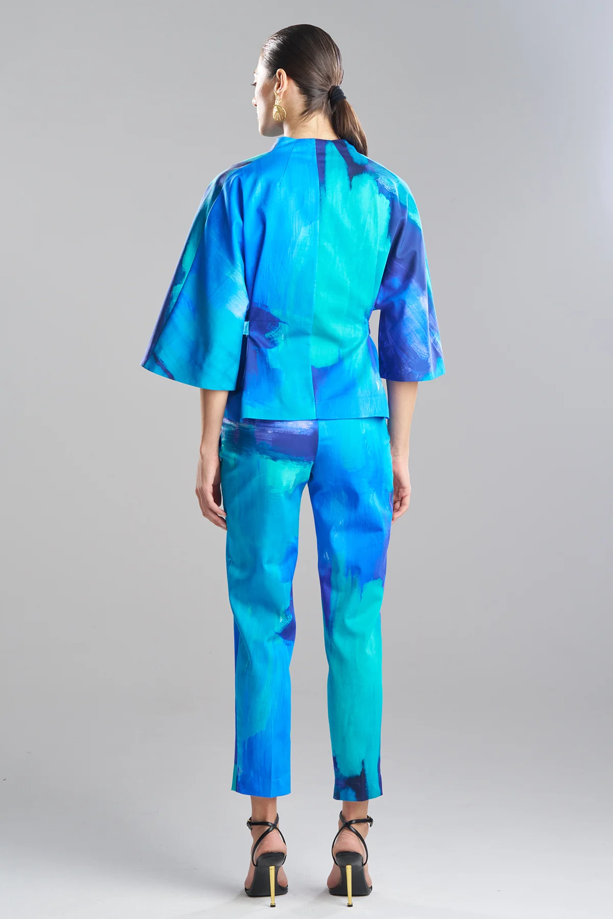 Brushstroke Cotton Chino Belted Kimono Jacket - Image 2