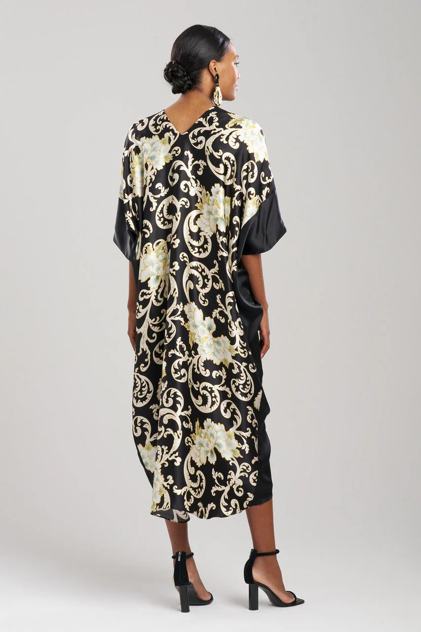Camille Floral Scroll Silk Caftan - Image 2