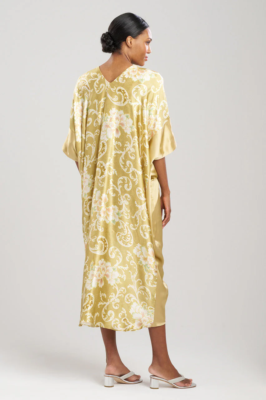 Camille Floral Scroll Silk Caftan - Image 2