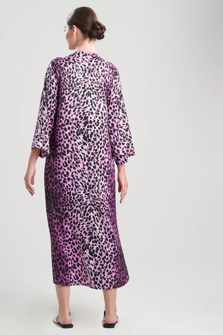 Cheetah-Printed Matte Satin Zip Caftan - Image 3