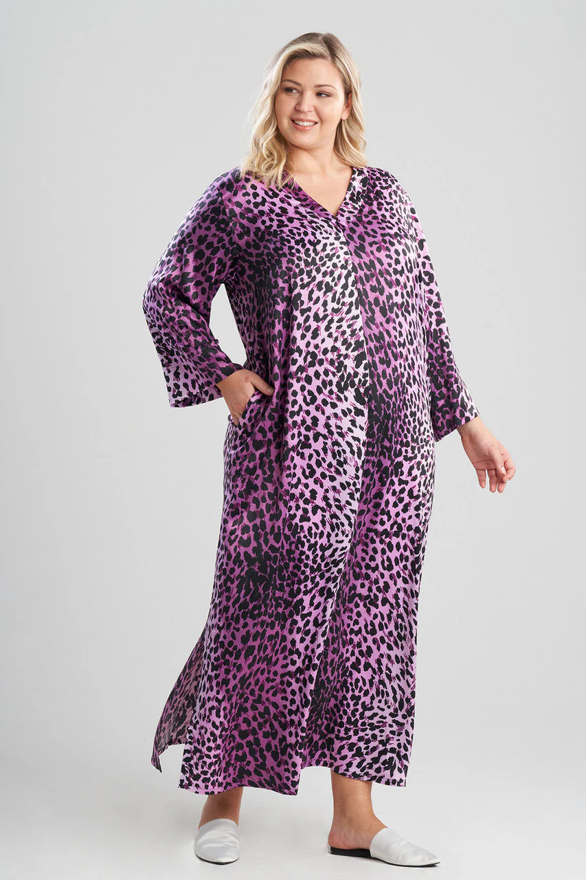Cheetah-Printed Matte Satin Zip Caftan - Image 4
