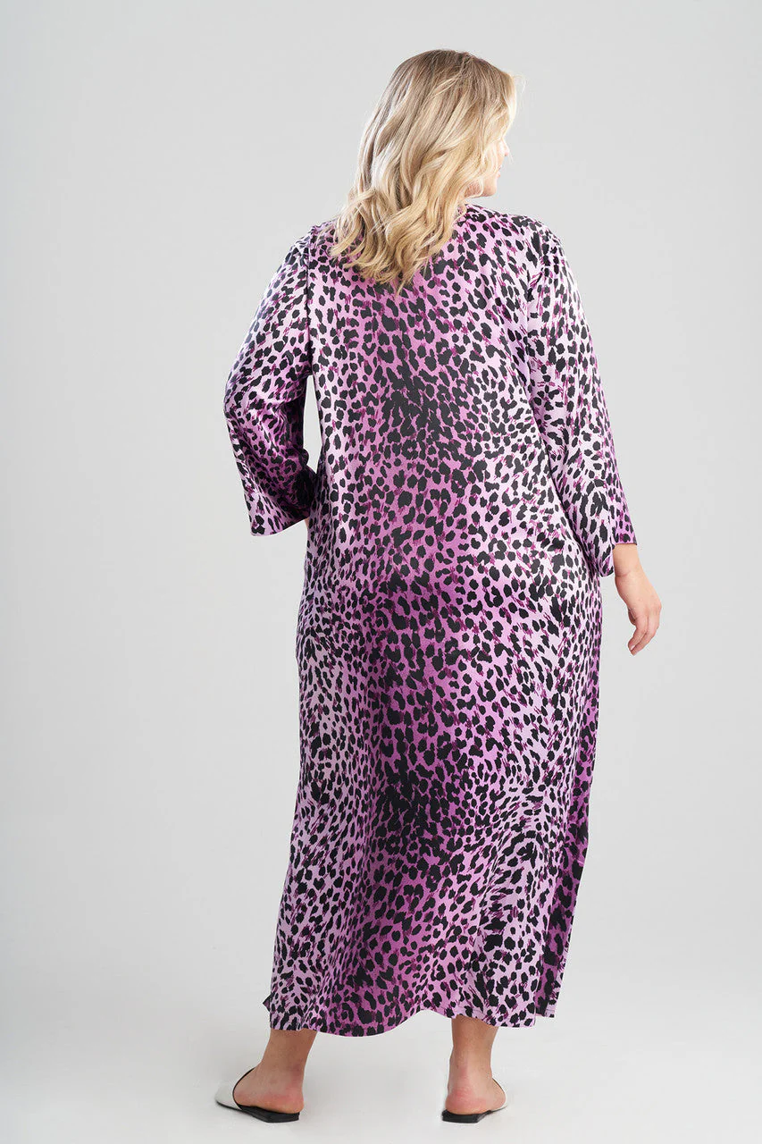 Cheetah-Printed Matte Satin Zip Caftan - Image 5