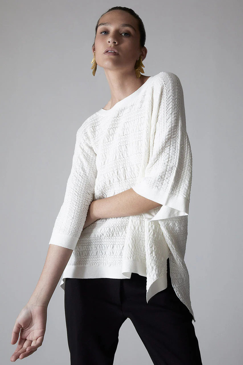 Cotton Modal Knit Poncho Sweater - Image 4