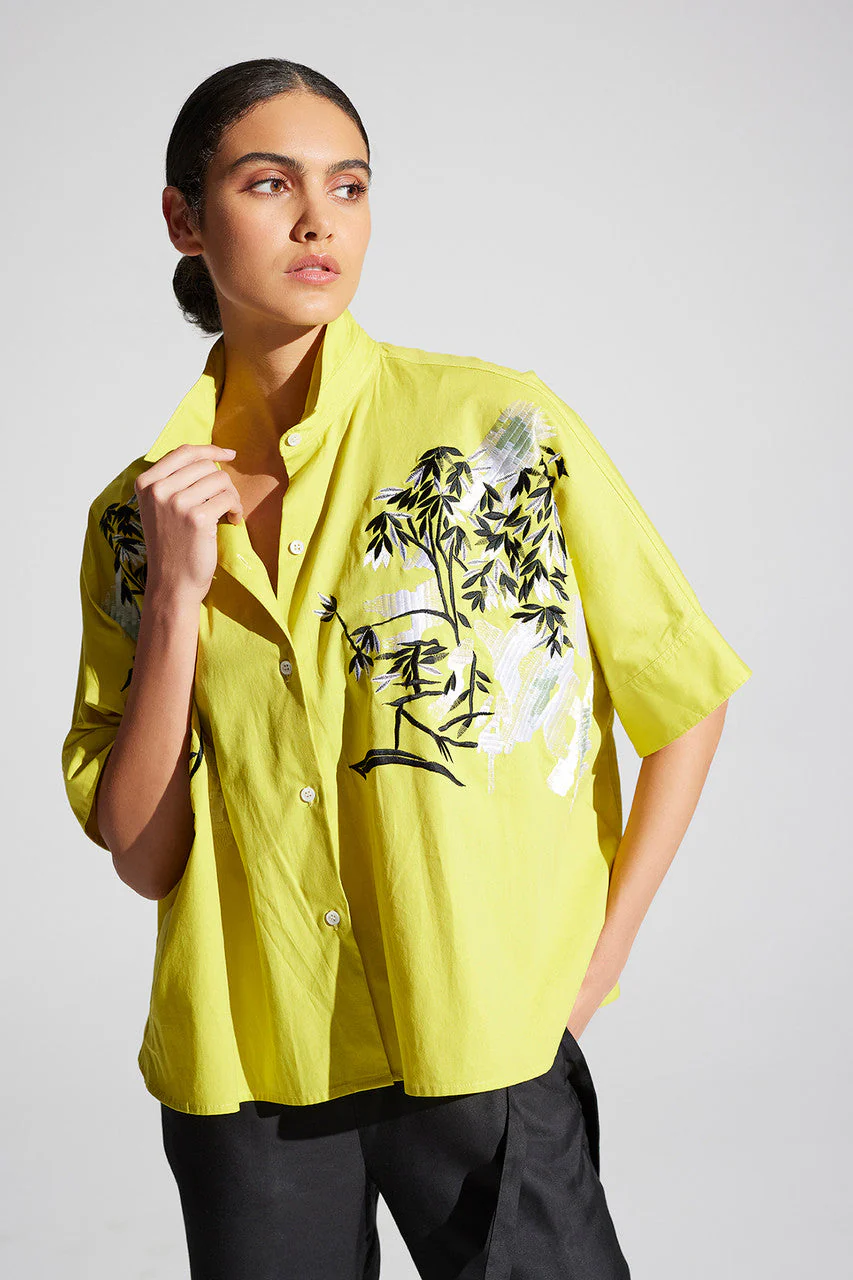 Cotton Poplin Applique Caftan Shirt - Image 2