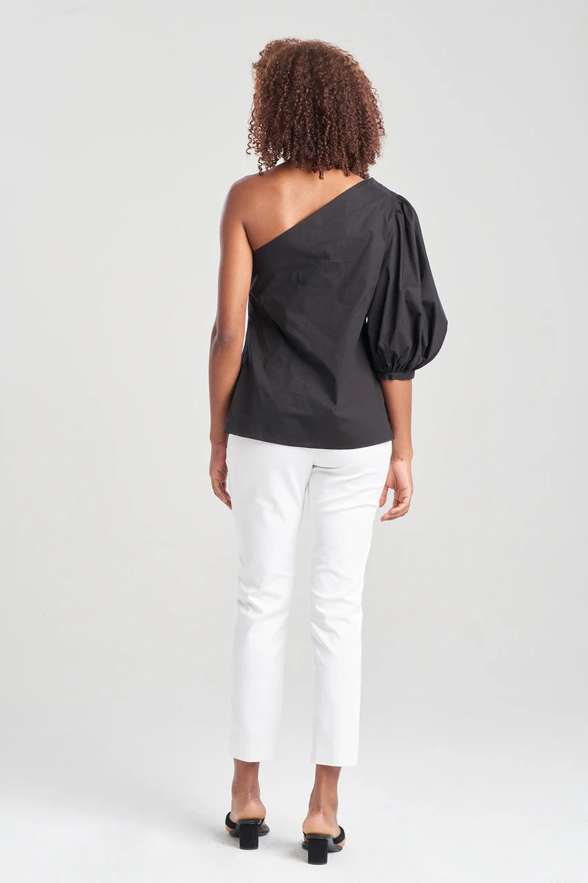 Cotton Poplin Balloon One Shoulder Top - Image 2