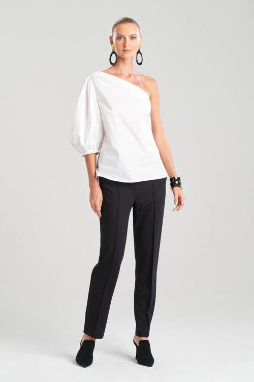 Cotton Poplin Balloon One Shoulder Top