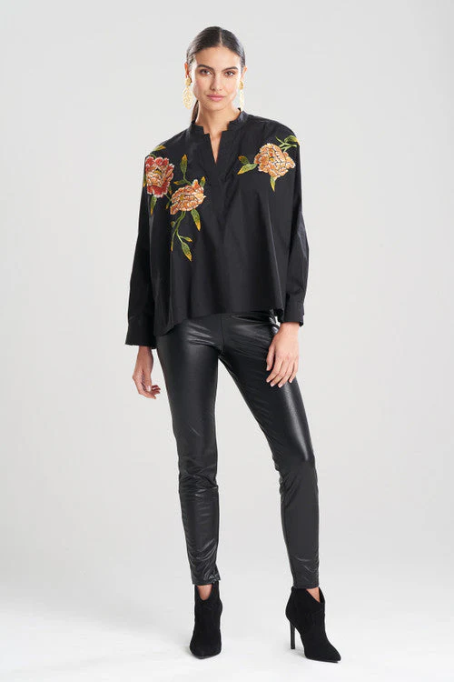 Cotton Poplin Embroidered Caftan Shirt - Image 9