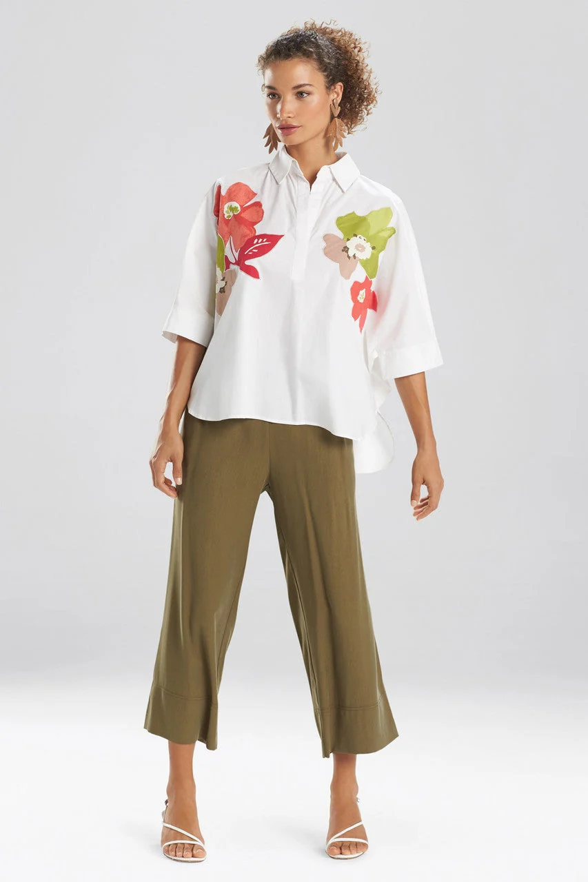 Cotton Poplin Embroidered Collared Top - Image 3