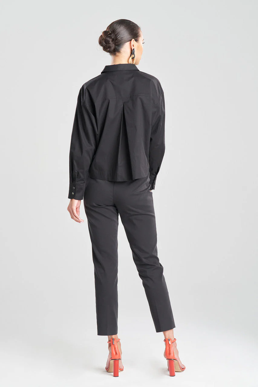 Cotton Poplin Embroidered Pleated Top - Image 2