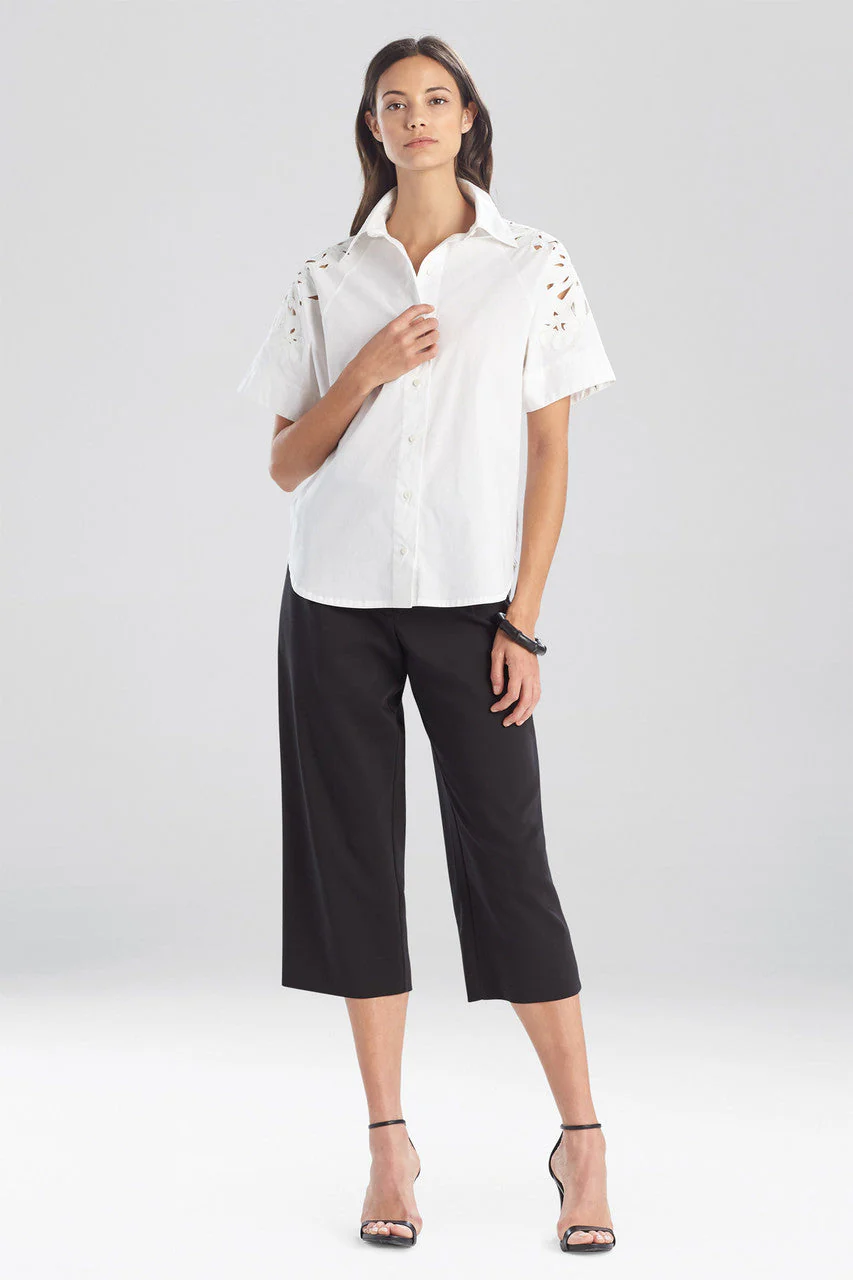 Cotton Poplin Embroidered Short Sleeve Shirt - Image 2