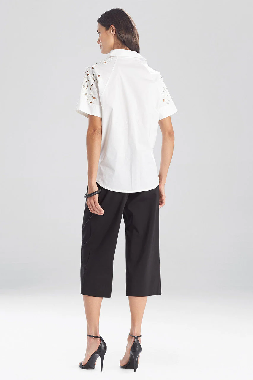 Cotton Poplin Embroidered Short Sleeve Shirt - Image 4