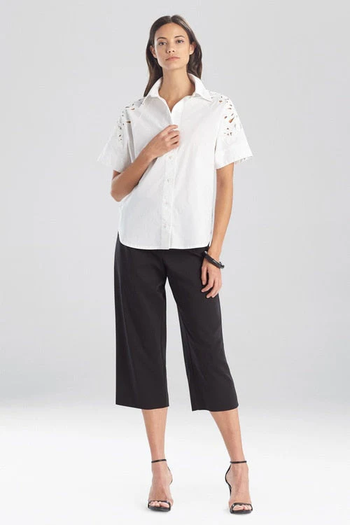 Cotton Poplin Embroidered Short Sleeve Shirt - Image 6