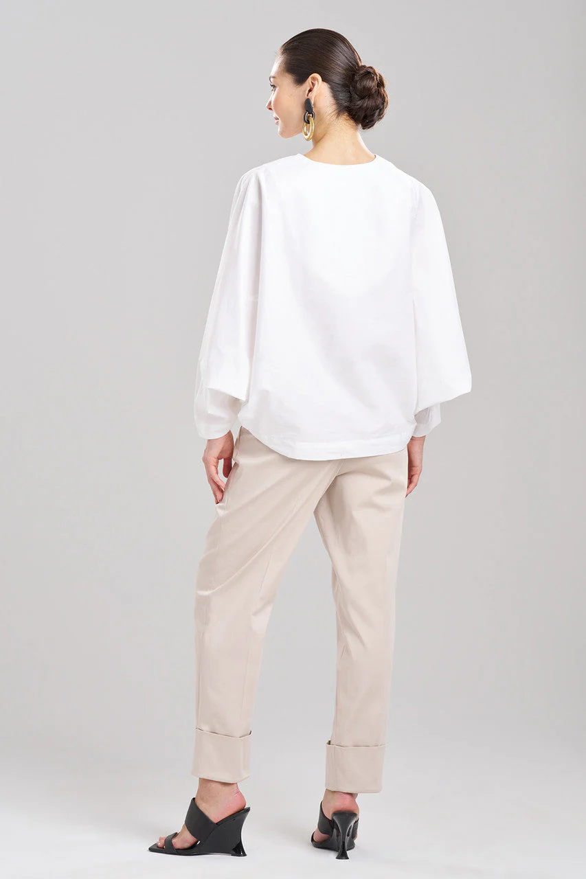 Cotton Poplin Embroidered V-Neck Top - Image 2