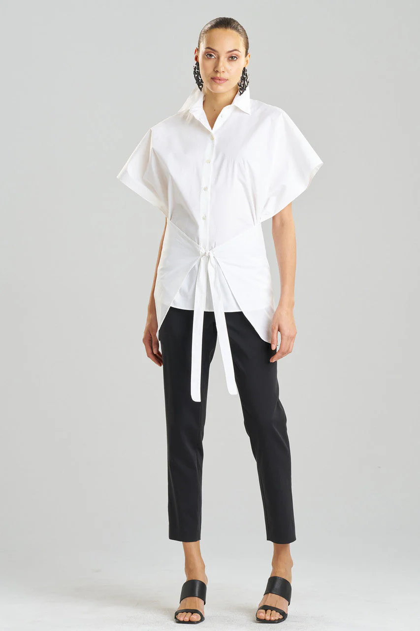 Cotton Poplin Kimono Wrap Shirt - Image 2