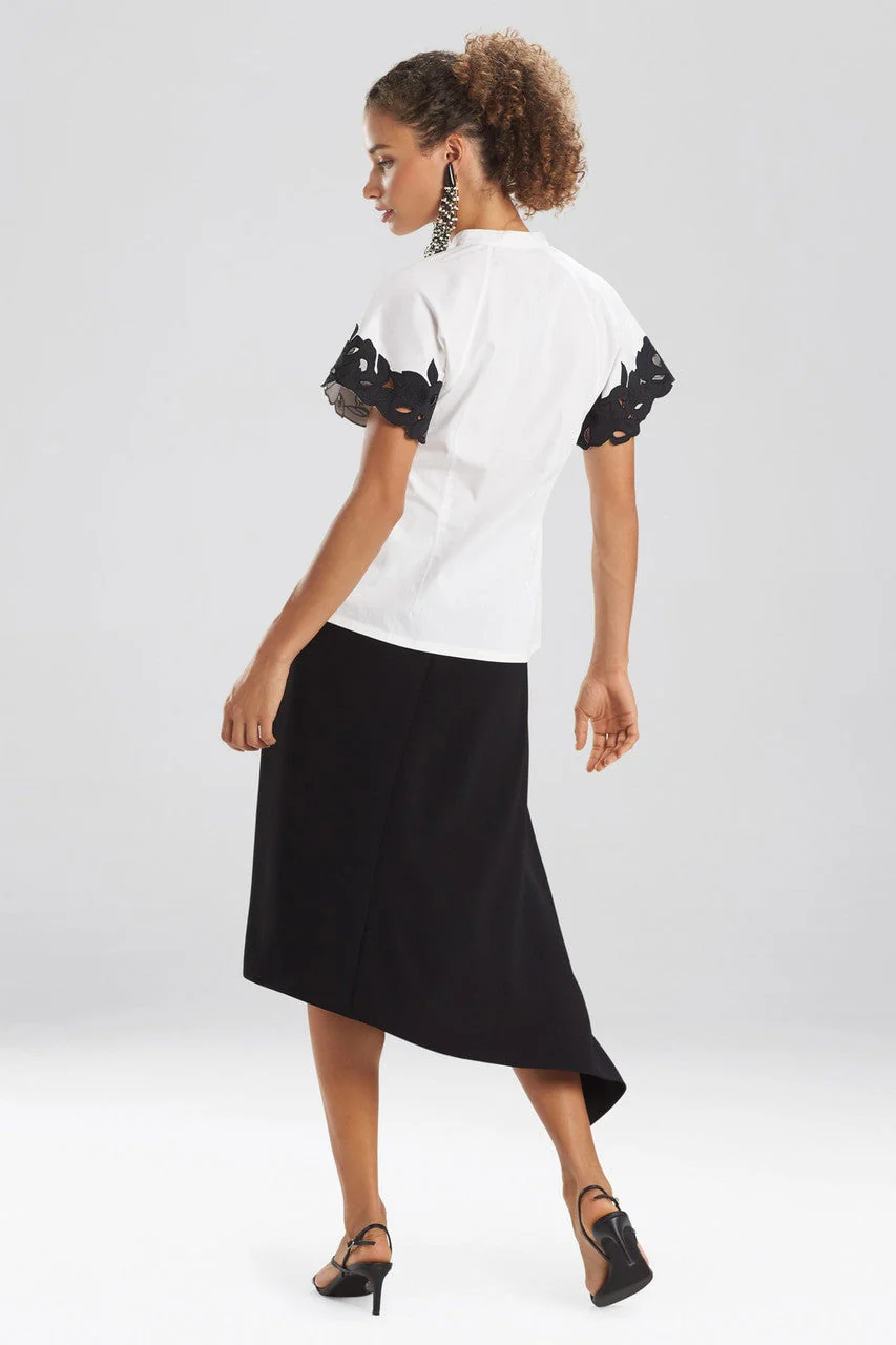 Cotton Poplin Mandarin Top With Applique - Image 3