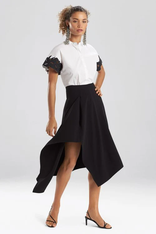 Cotton Poplin Mandarin Top With Applique - Image 7