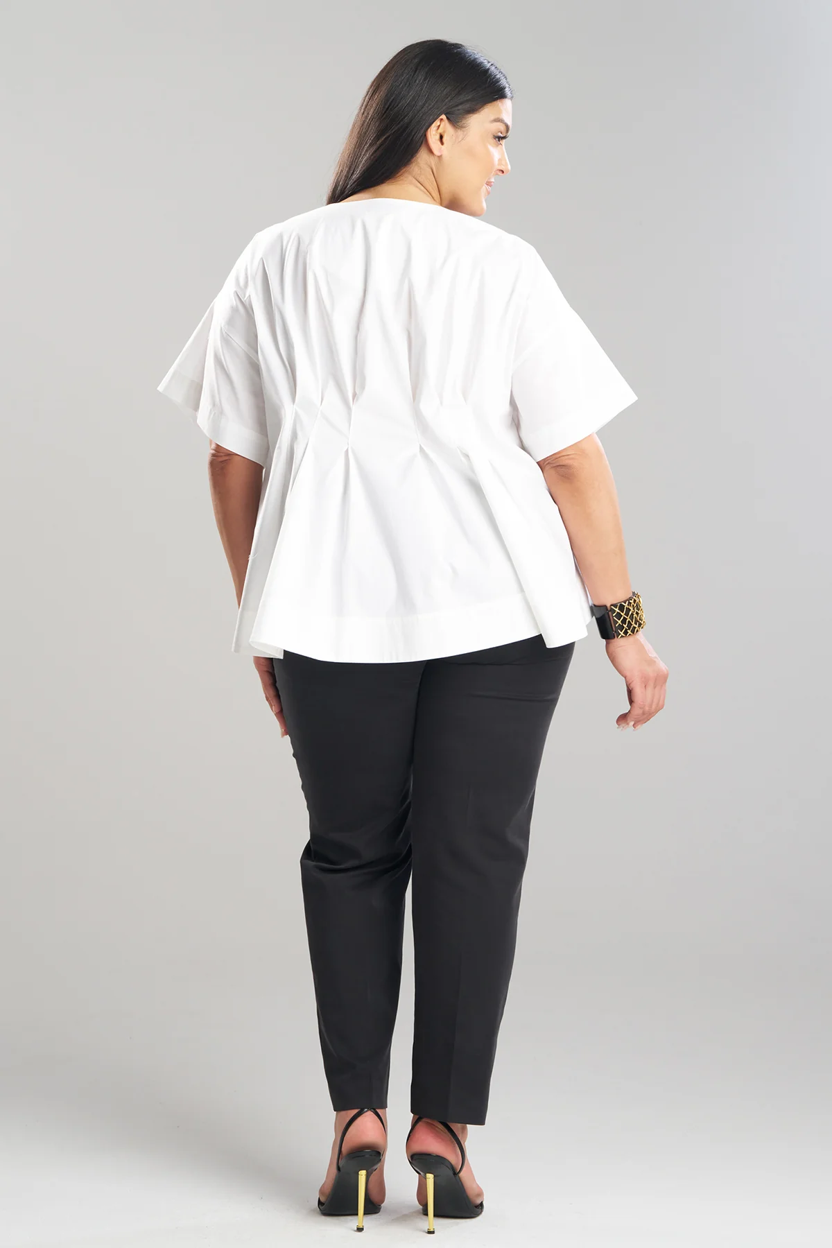 Cotton Poplin Pleated Back Cocoon Shirt - Image 5