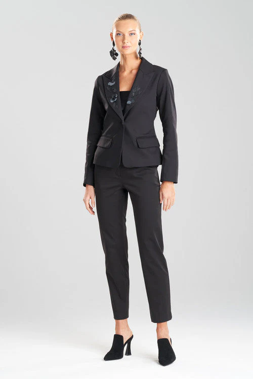 Cotton Sateen Beaded Tailored Blazer Jacket - Image 6