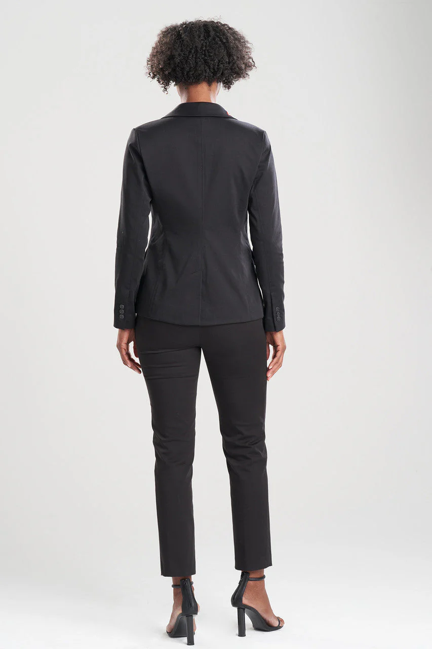 Cotton Sateen Embroidered Tailored Blazer Jacket - Image 2