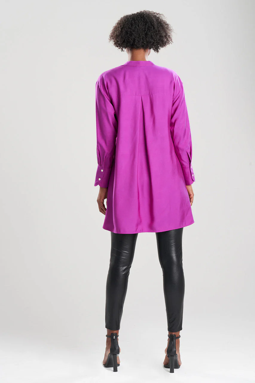 Cotton Silk Half Placket Embroidered Shirt - Image 4