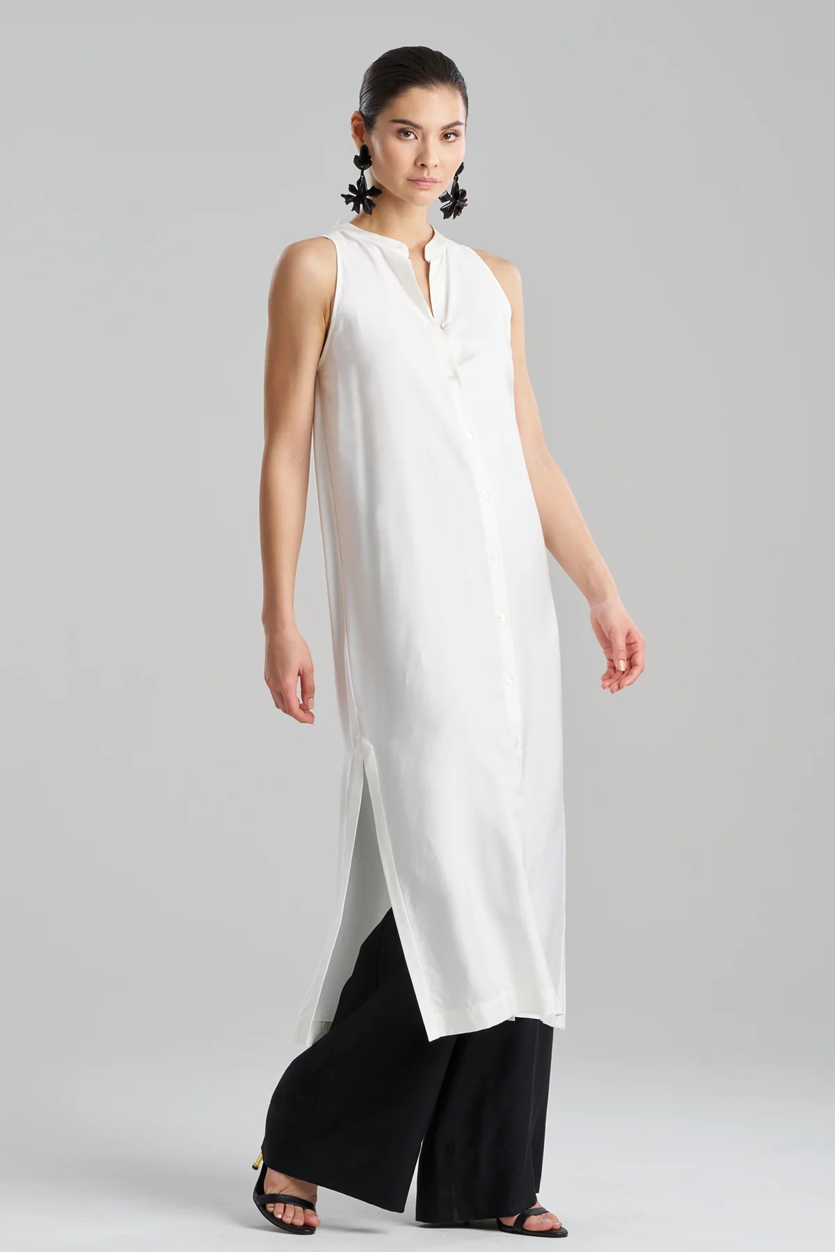 Cotton Silk Twill Sleeveless Tunic - Image 2