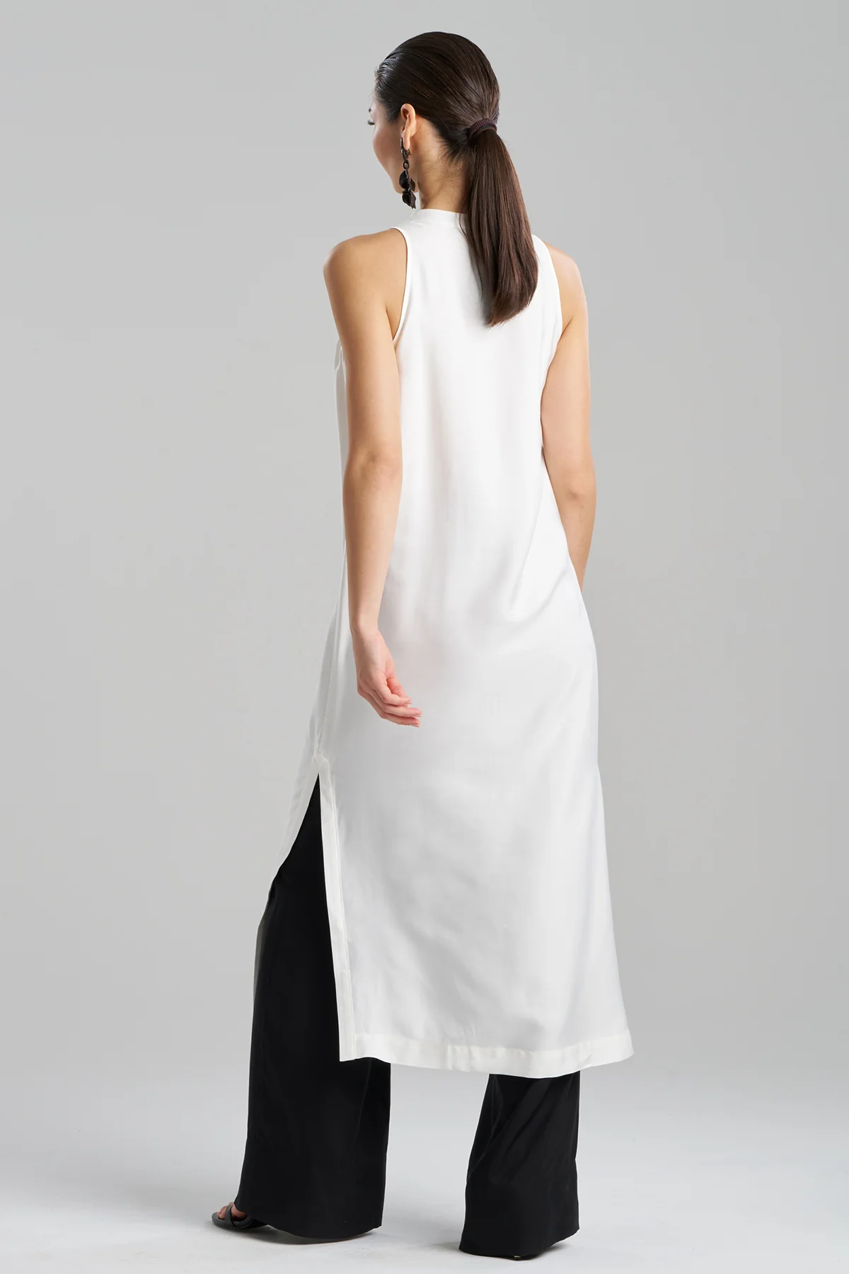Cotton Silk Twill Sleeveless Tunic - Image 3