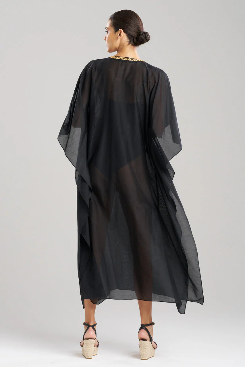 Cotton Silk Voile Beaded Sheer Caftan - Image 3