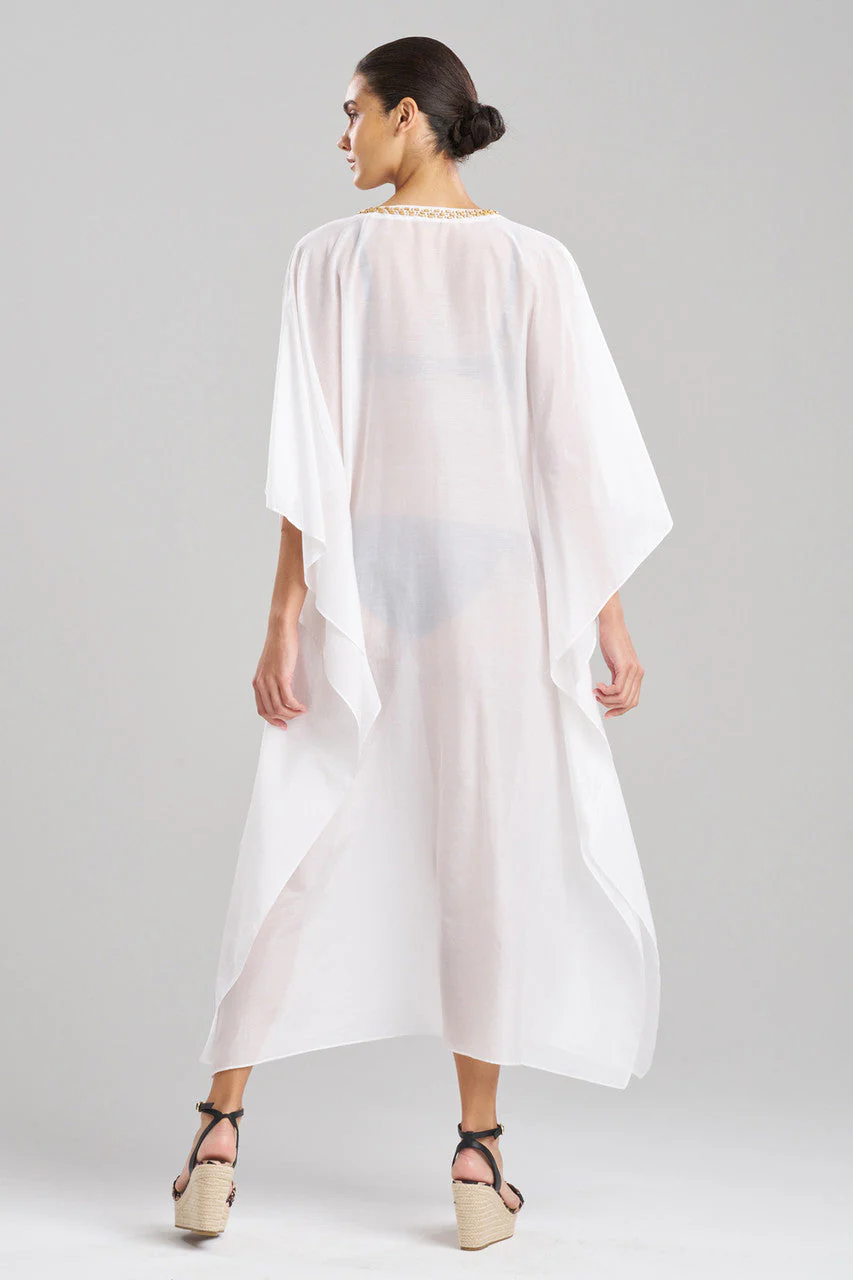 Cotton Silk Voile Beaded Sheer Caftan - Image 2