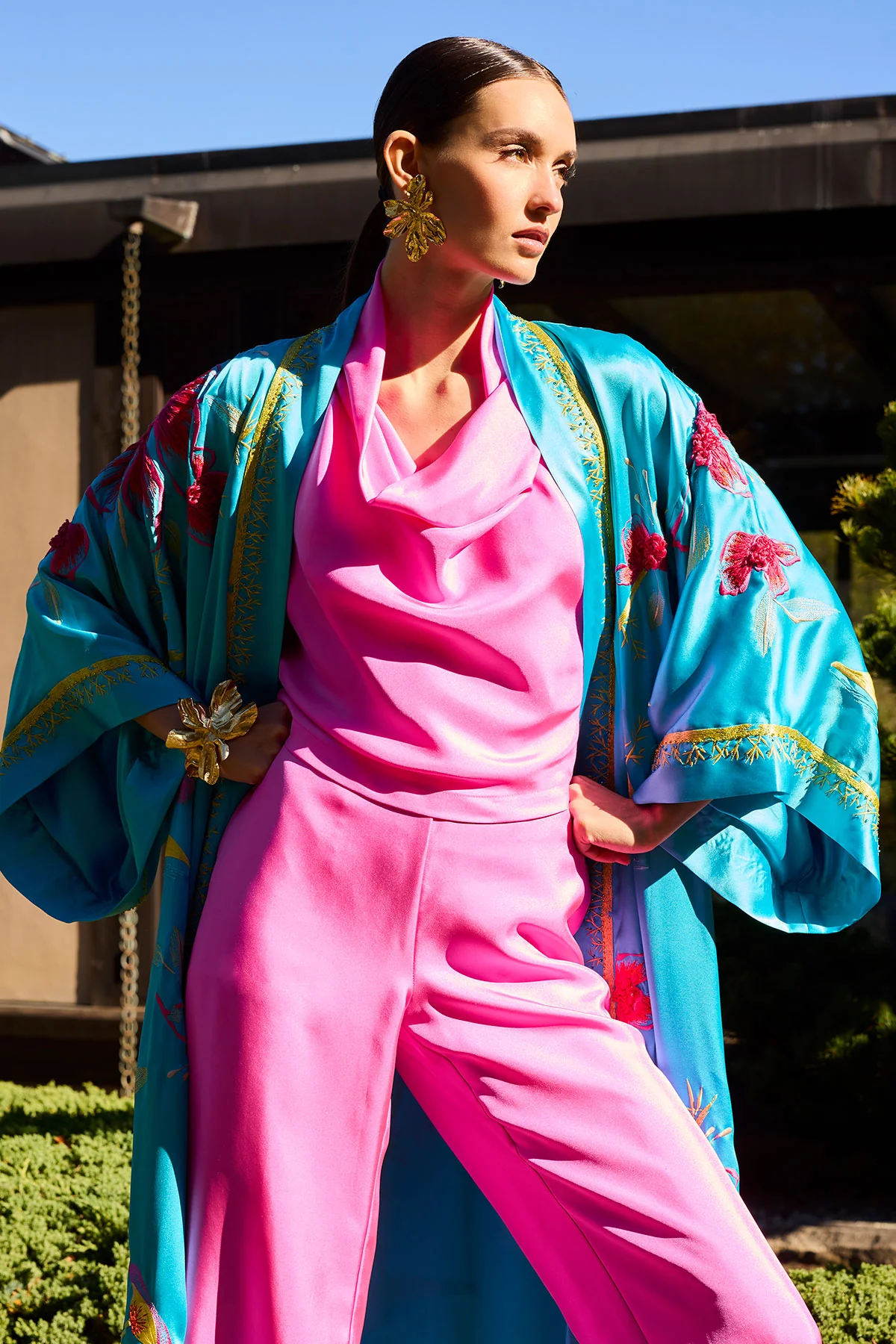 Couture Bali Embroidered Silk Robe - Image 5