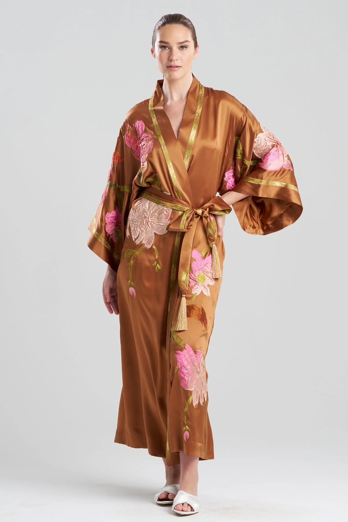 Couture Brushstroke Embroidered Silk Robe - Image 2