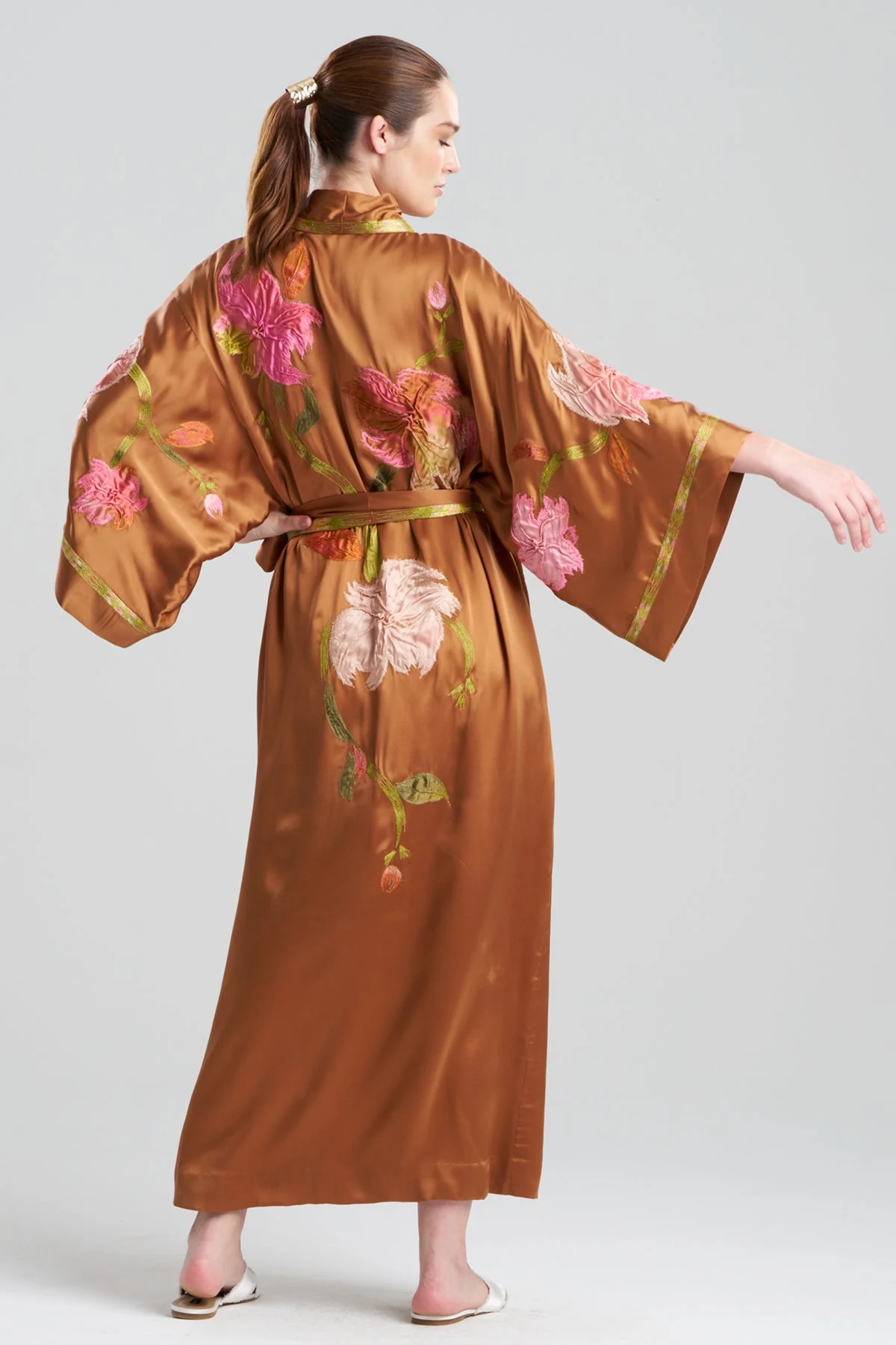 Couture Brushstroke Embroidered Silk Robe - Image 3
