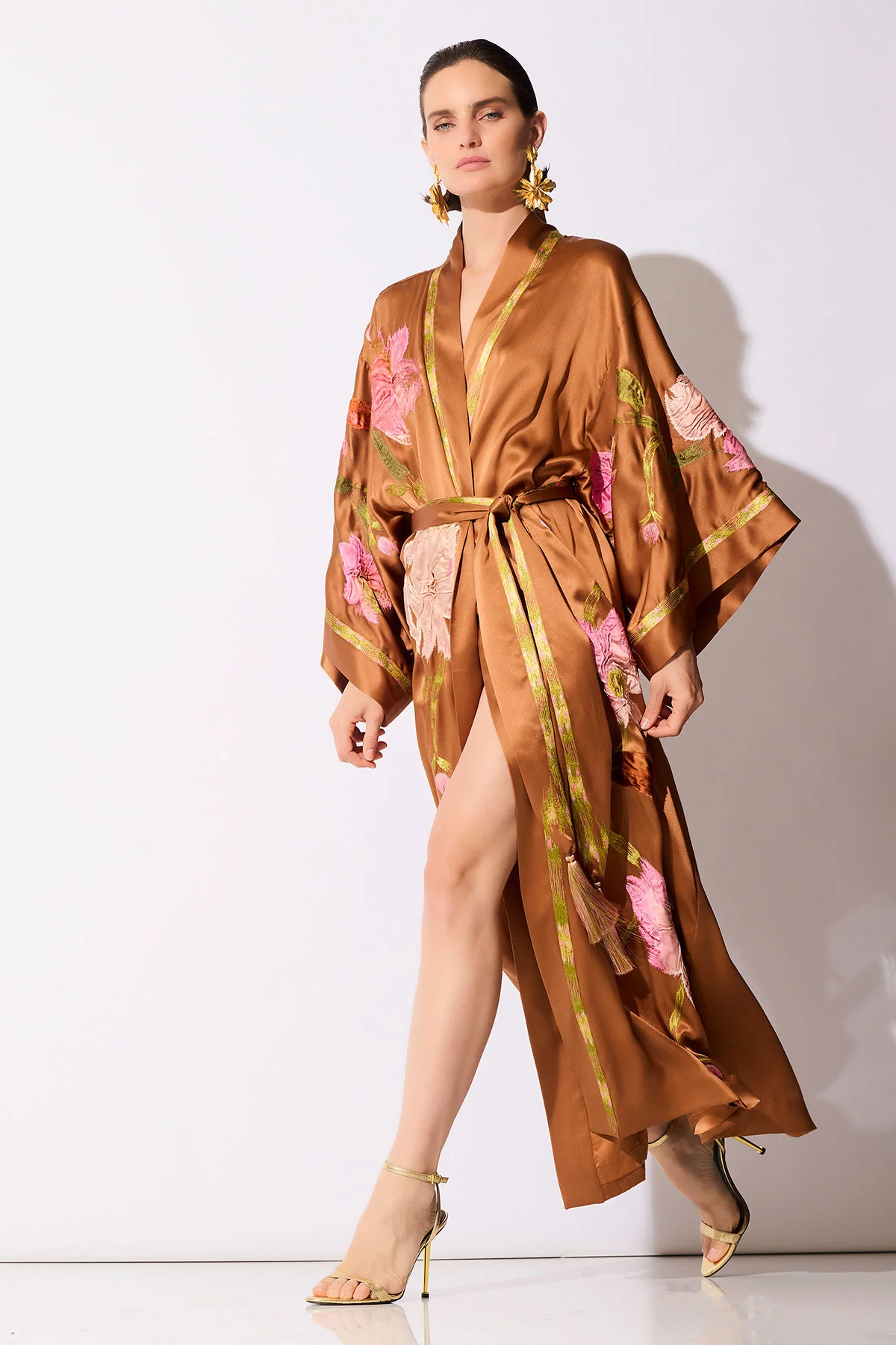 Couture Brushstroke Embroidered Silk Robe - Image 4