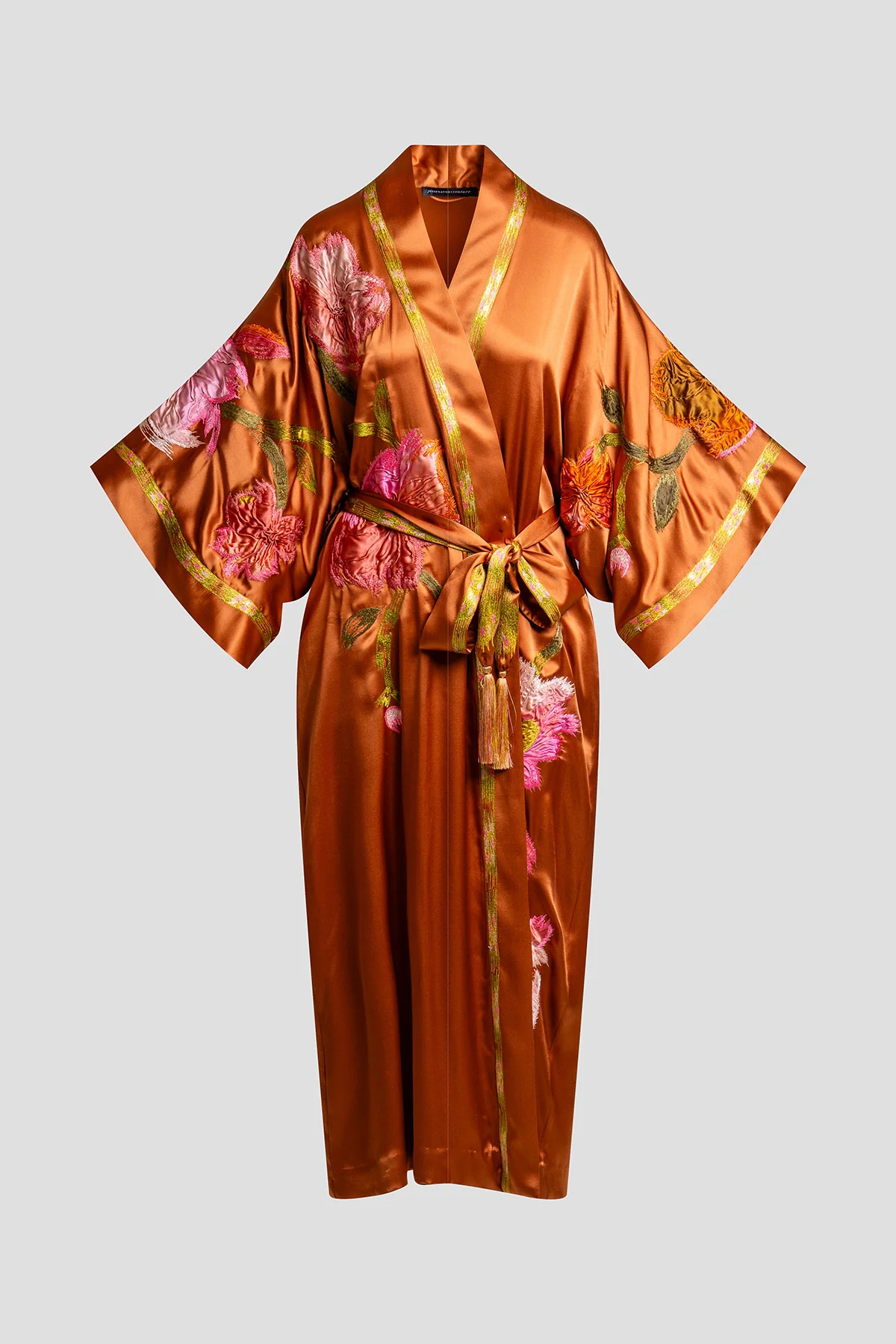 Couture Brushstroke Embroidered Silk Robe - Image 5